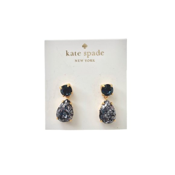 Kate Spade New York Glitter Earrings - Navy Blue - Picture 2 of 4